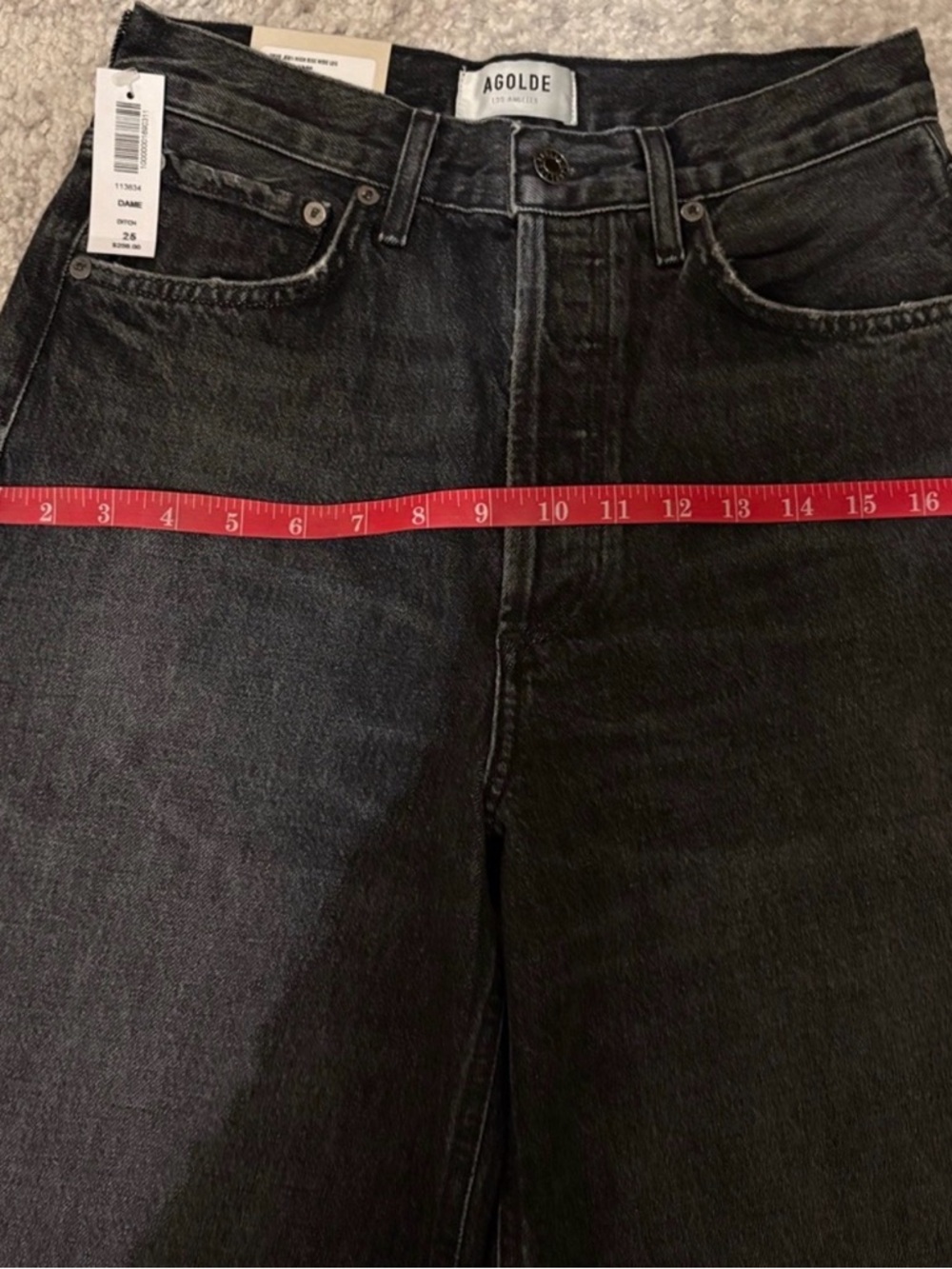 Agolde Black High-Rise Wide Leg Jeans with Button Fly Nwt - Picture 7 of 12